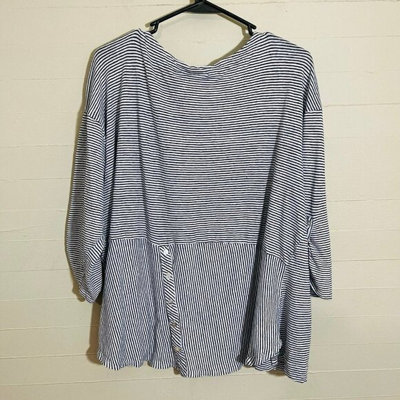 Adrienne Vittadini Striped 100% Linen Blouse SZ 3x - Picture 6 of 6